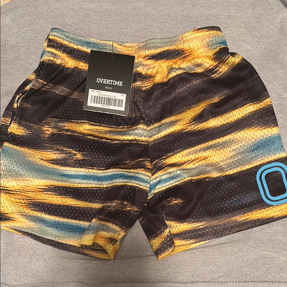 Overtime Black and Yellow Athletic Shorts